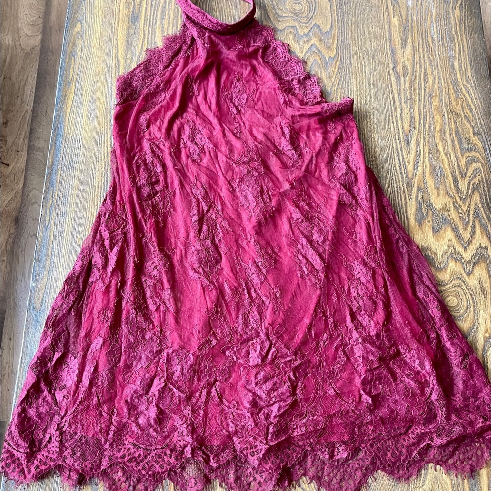 Burgundy Halter Swing Dress